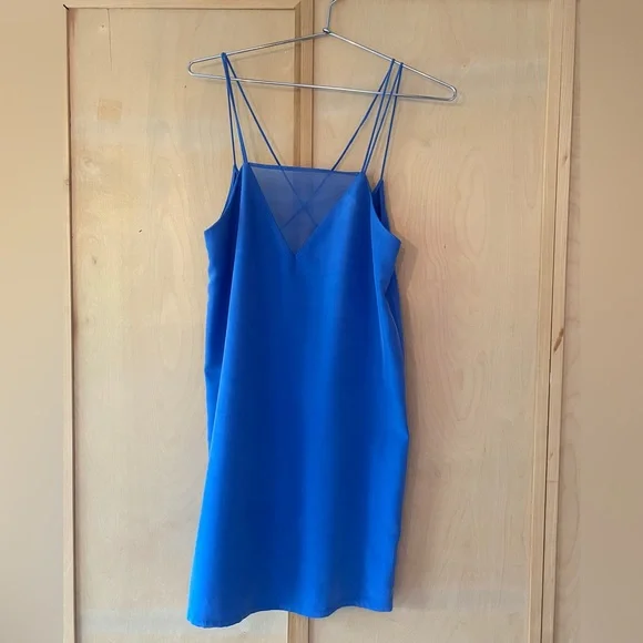 zara blue mesh dress Zara one sleeve blue mesh dress Brand new never worn